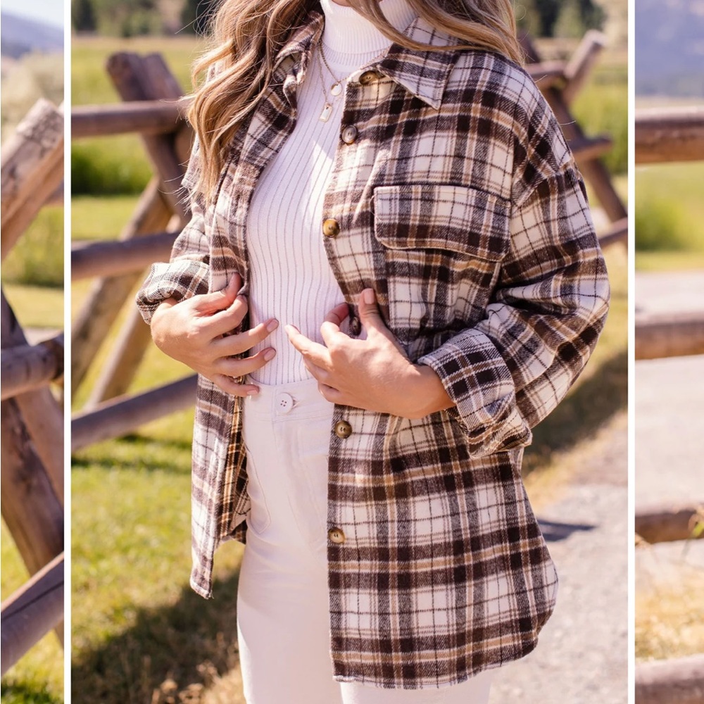 Small plaid shacket- chocolate - NWT - brand new